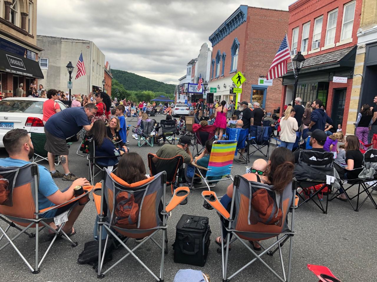 The skies threatened rain all day, but cleared just in time for this summer’s 2022's first Rock the Block celebration event in Downtown New Milford on Thursday, June 23, with a photo from the event shown. There are more events of the type on Thursday, July 21, and Thursday, Aug. 18.
